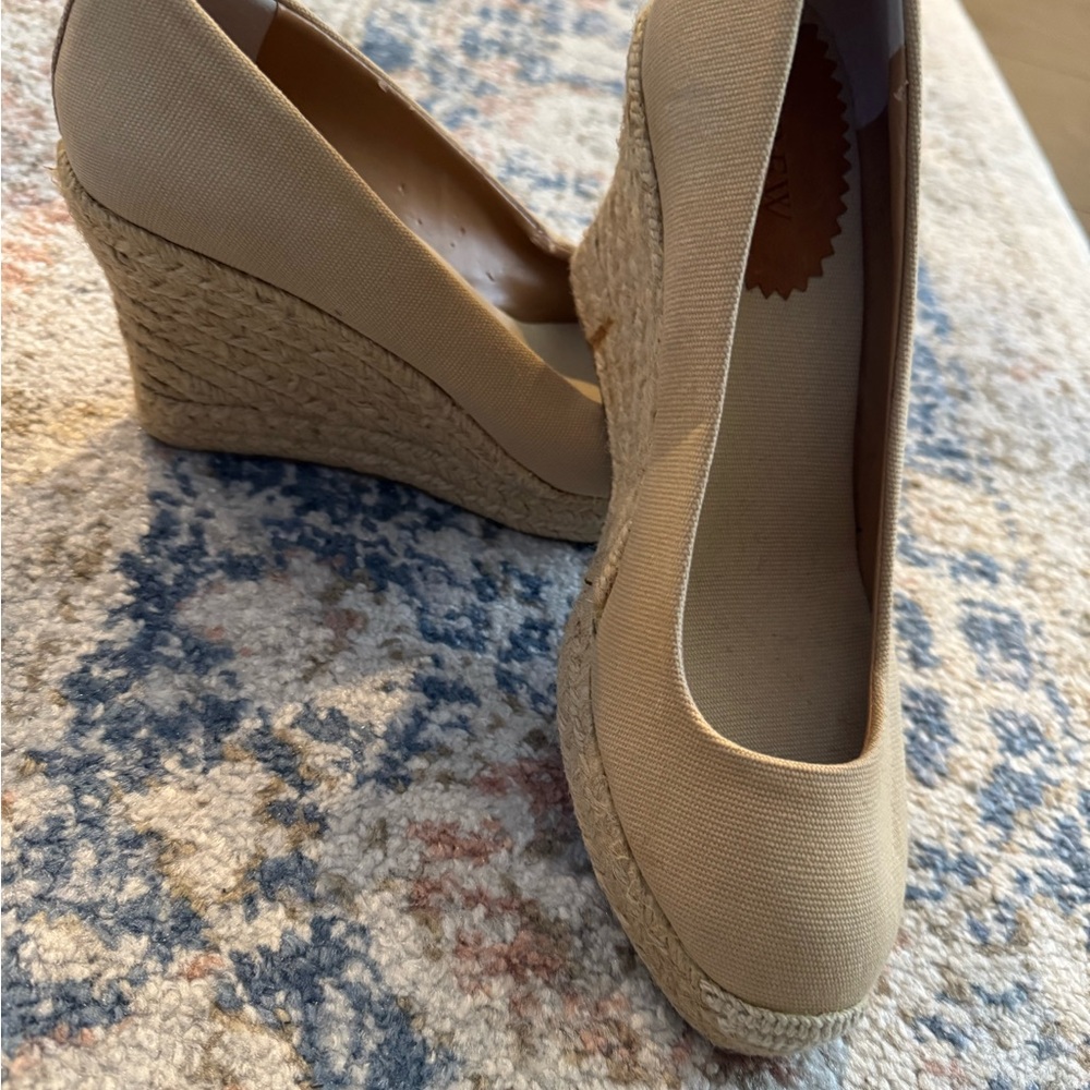 🌟🌟 J Crew Seville Tan Canvas Espadrille Wedge Size 7